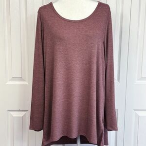 NWT Lularoe Dusty Mauve Soft Ribbed Knit Long Sleeve Lynnae Top 3XL